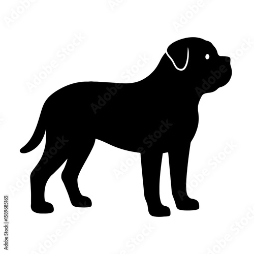 Design a black silhouette of a Dogue De Bordeaux white background clean vector shape