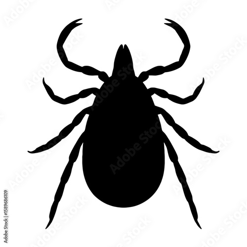 Design a black silhouette of a Dog Tick white background clean vector shape