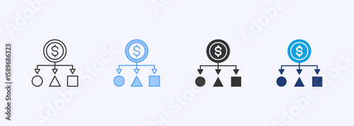 Diversification Icon Set Multiple Style Collection