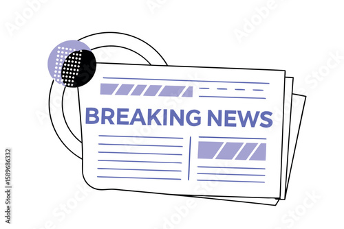 Breaking news newspaper vector illustration for media alerts and urgent announcements