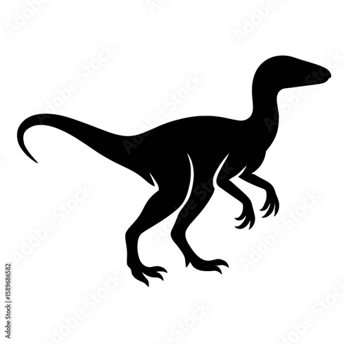 Design a black silhouette of a Compsognathus white background clean vector shape