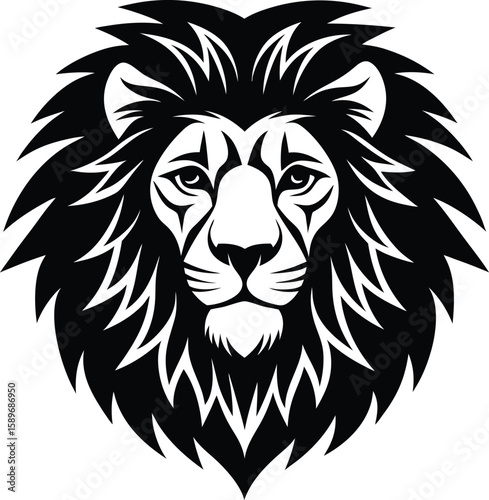 Lion head silhouette vector art illustration
