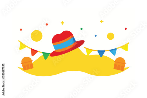 Cartoon Flat Vector Of Festa Junina With Colorful Decor