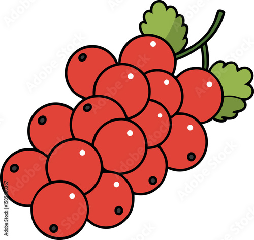 A Bunch of Ripe Red Berries Growing on a Stalk with Green Leaves
