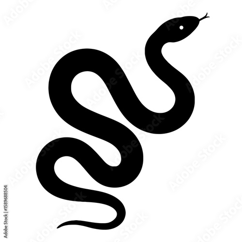 Wallpaper Mural Design a black silhouette of a Great Plains Rat Snake white background clean vector shape Torontodigital.ca