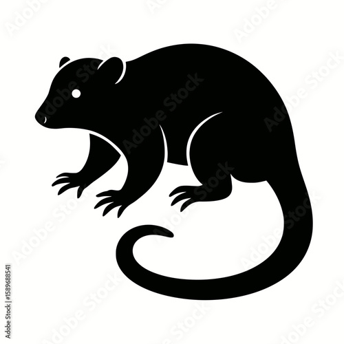 Design a black silhouette of a Common Spotted Cuscus white background clean vector shape