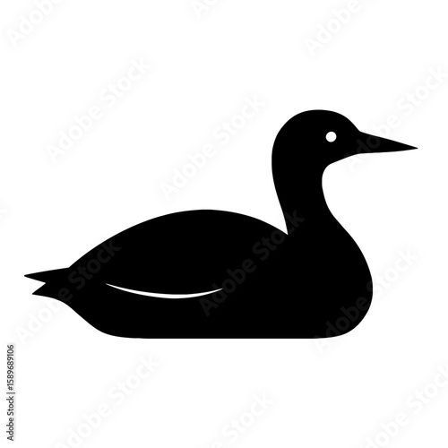 Design a black silhouette of a Common Loon white background clean vector shape