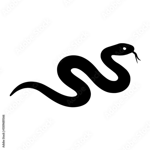 Design a black silhouette of a Grass Snake white background clean vector shape