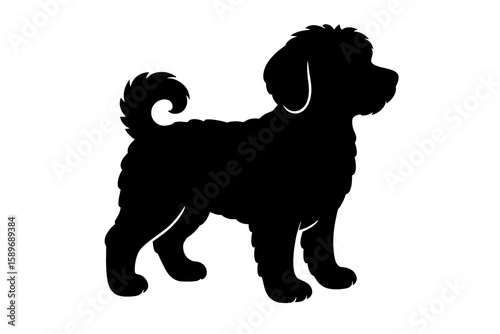 Design a black silhouette of a Corgipoo white background clean vector shape