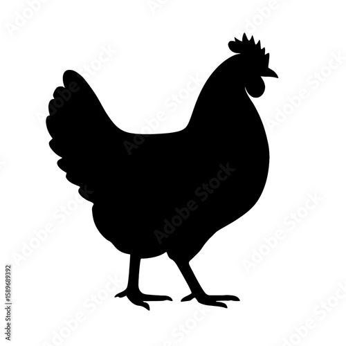 Design a black silhouette of a Dorking Chicken white background clean vector shape