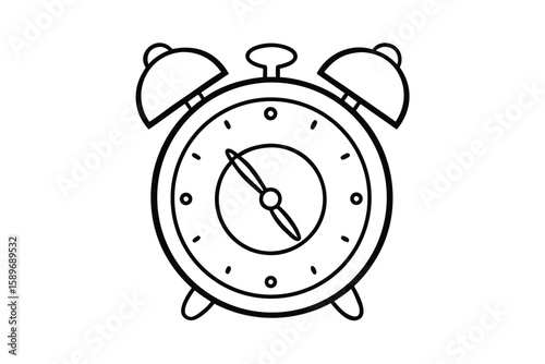 Cartoon Alarm Clock With Two Bells And Clock Face