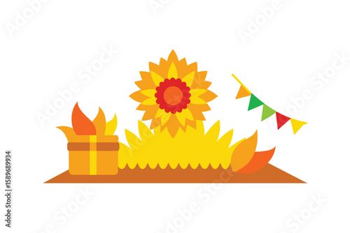 Brazilian Festa Junina Theme Flat Vector With Decor