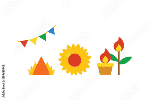 Brazilian Festa Junina Theme Flat Vector With Decor