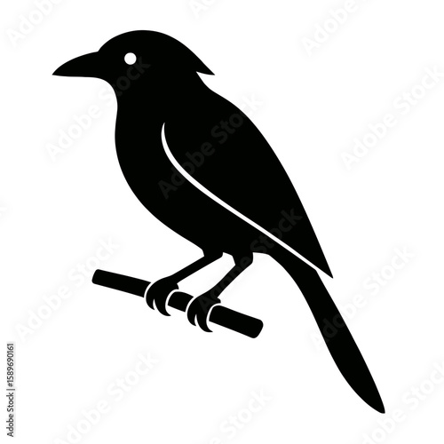 Design a black silhouette of a Common Green Magpie white background clean vector shape