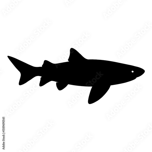 Design a black silhouette of a Greenland Shark white background clean vector shape