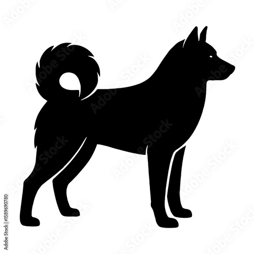 Design a black silhouette of a Greenland Dog white background clean vector shape