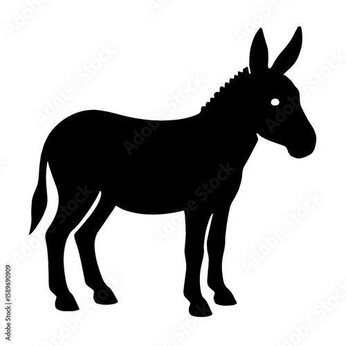 Design a black silhouette of a Donkey white background clean vector shape