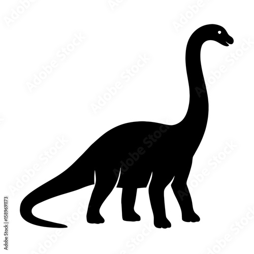 Design a black silhouette of a Diplodocus white background clean vector shape
