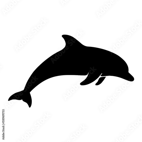 Design a black silhouette of a Dolphin white background clean vector shape