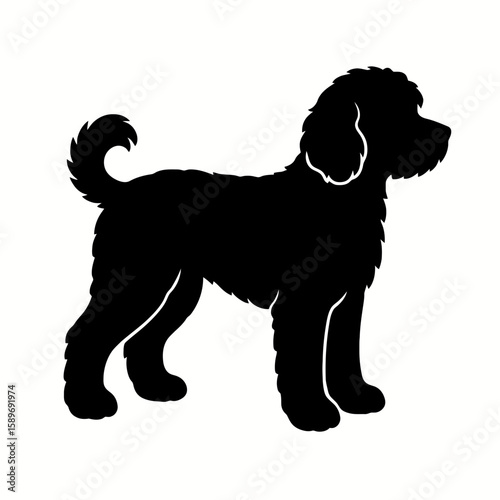Design a black silhouette of a Cockapoo white background clean vector shape