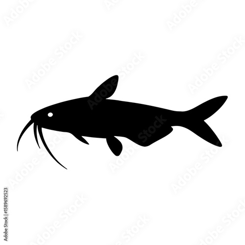 Design a black silhouette of a Ghost Catfish white background clean vector shape