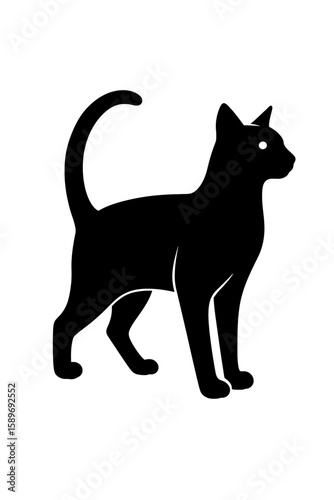 Design a black silhouette of a Egyptian Mau white background clean vector shape