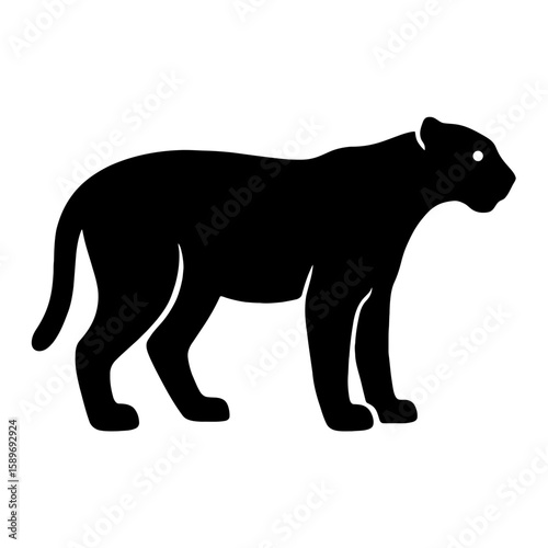 Design a black silhouette of a Dinofelis white background clean vector shape
