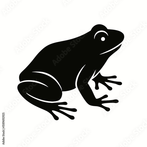 Design a black silhouette of a Frog white background clean vector shape