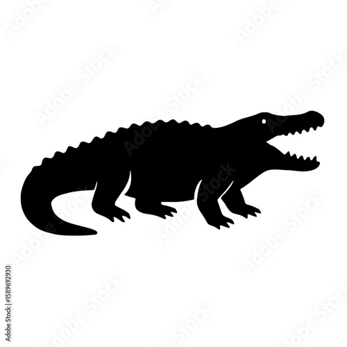 Design a black silhouette of a Deinosuchus white background clean vector shape