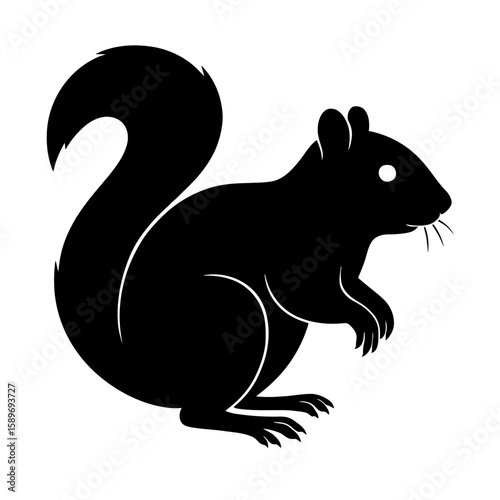 Design a black silhouette of a Eastern Gray Squirrel white background clean vector shape