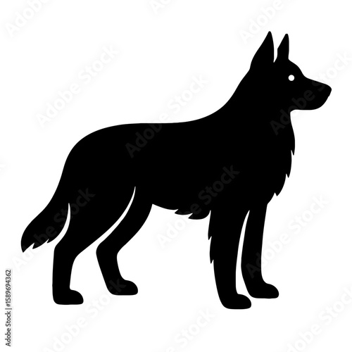 Design a black silhouette of a Golden Shepherd white background clean vector shape