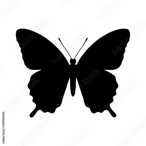 Design a black silhouette of a Fritillary Butterfly white background clean vector shape