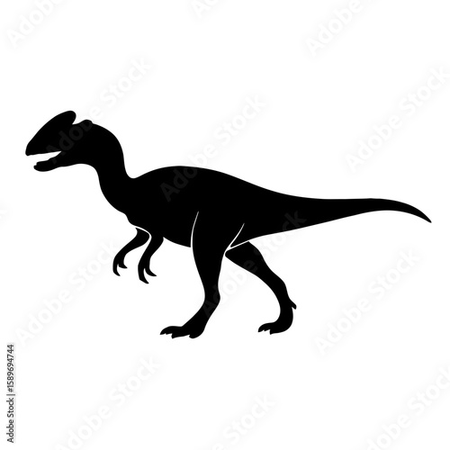 Design a black silhouette of a Dilophosaurus white background clean vector shape