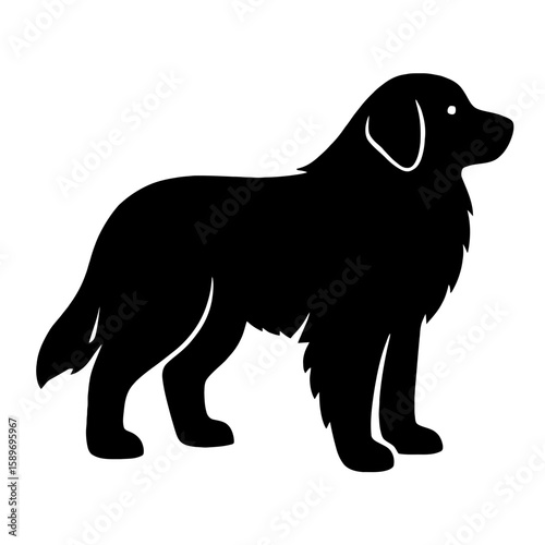 Design a black silhouette of a Golden Pyrenees white background clean vector shape