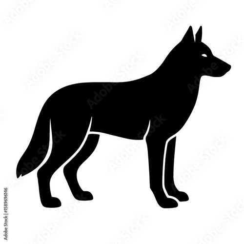 Design a black silhouette of a Czechoslovakian Wolfdog white background clean vector shape