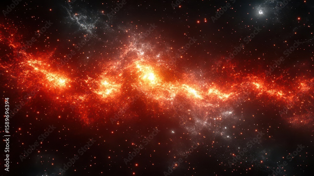 Naklejka premium Fiery Nebula: Cosmic Dust and Gas