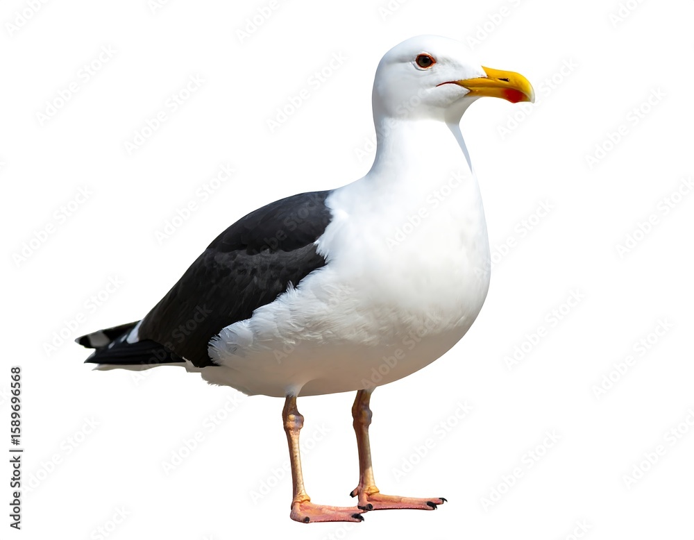 Fototapeta premium A seagull stands tall against white