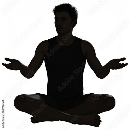 Silhouetted person in meditation pose