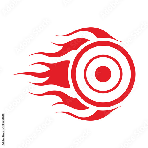 Red Fire Target Emblem With Concentric Circles On White Background symbol