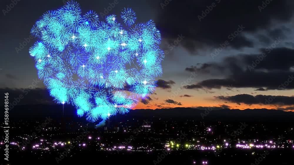 A heart shape fireworks display against the night sky