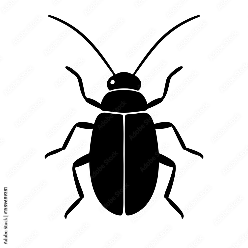 Fototapeta premium Design a black silhouette of a Cucumber Beetle white background clean vector shape