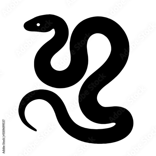Design a black silhouette of a Fire Ball Python white background clean vector shape