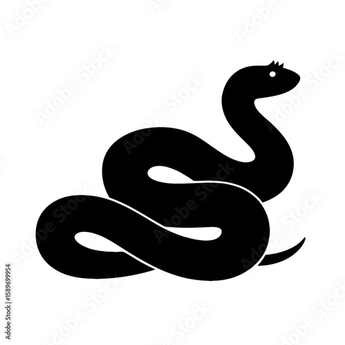 Design a black silhouette of a Eyelash Viper white background clean vector shape