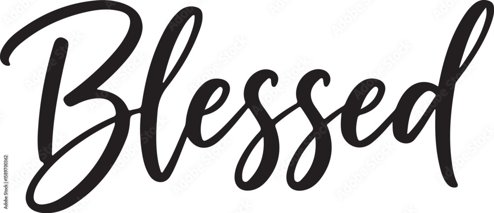 Naklejka premium Vector art of blessed in elegant black calligraphy isolated on white background