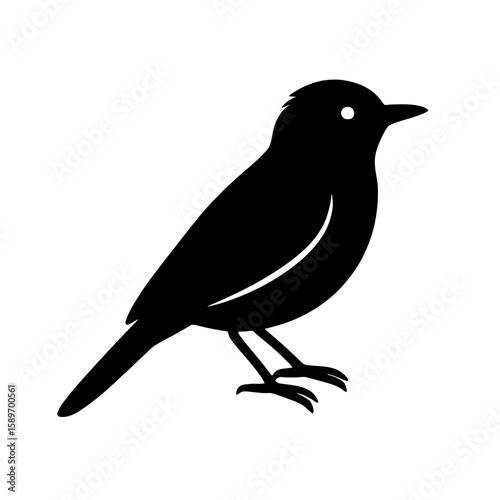 Design a black silhouette of a Flycatcher white background clean vector shape