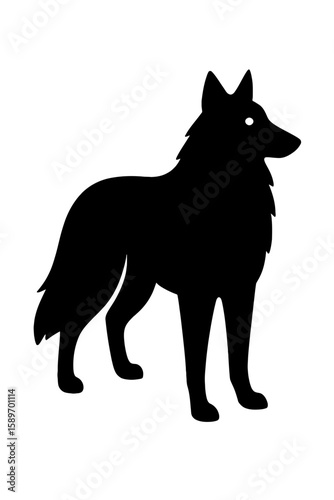 Design a black silhouette of a Groenendael white background clean vector shape