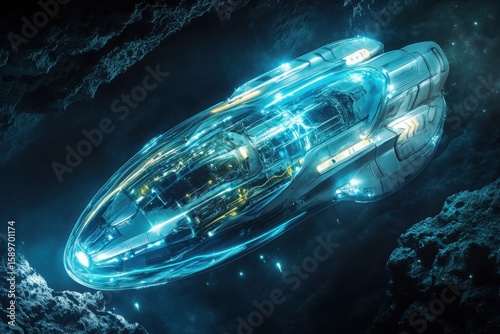Fluid glowing designs representing the integration of sustainable energy sources in space exploration --ar 3:2 --v 6.1 Job ID: a1dbcff0-0f81-4196-843b-96d1efb99e2b