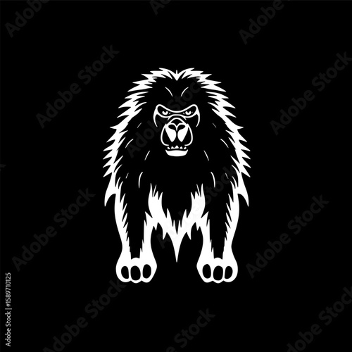Baboon - Black and White Isolated Icon - Vector illustration