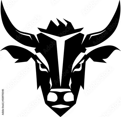 Bull - Black and White Isolated Icon - Vector illustration