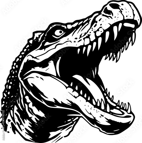 Crocodile - Black and White Isolated Icon - Vector illustration